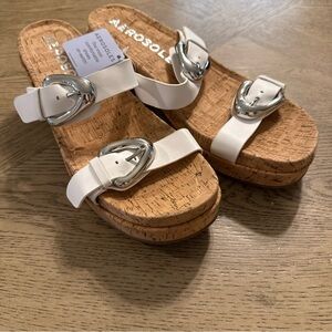 Aerosoles Women's Chance Silver Metallic Buckle Heeled Sandal Sz 12M